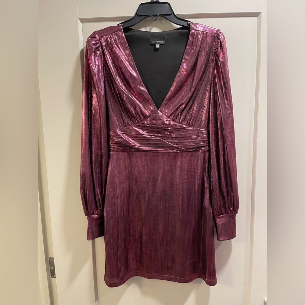 Lucy Paris cocktail dress- size small in a pinkish metallic color